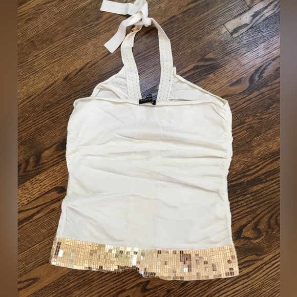 White and gold Sequence Halter Top - Picture 2 of 6